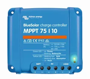 MPPT solární regulátor Victron Energy 75/10 napětí panelů 75V, 10A, Baterie 12V/145Wp nebo 24V/290Wp,Integrovaný bluetooth