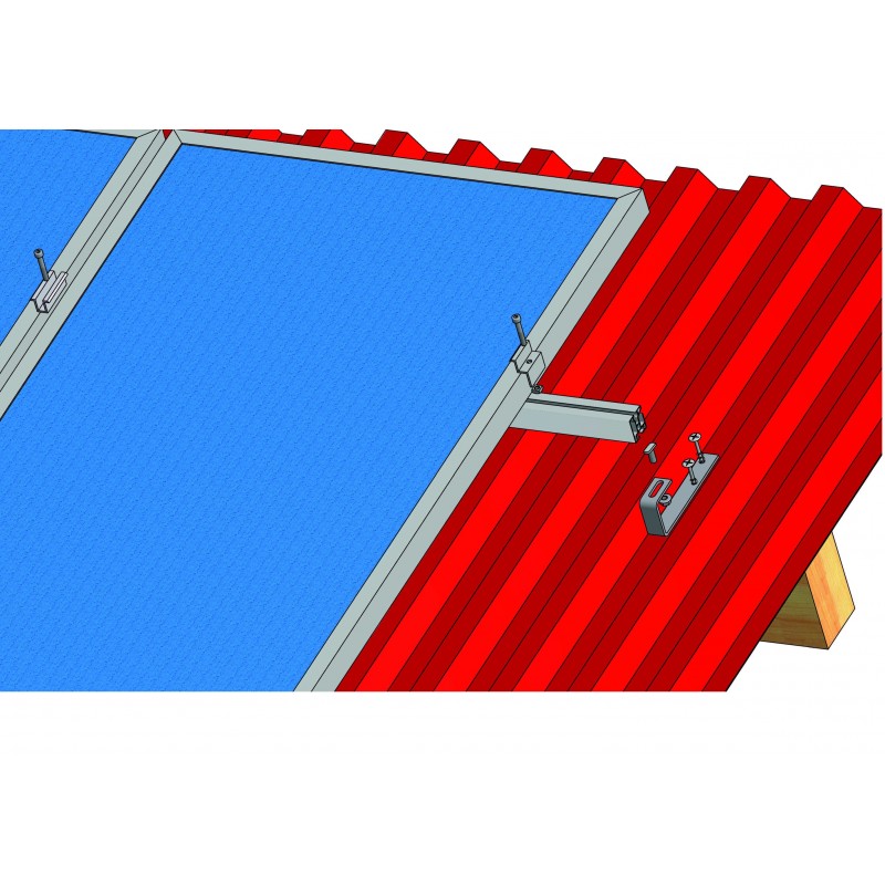 Set konstrukce pro 12 panelů 3kW, pro vlnité nebo plechové krytiny