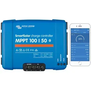 MPPT solární regulátor Victron Energy SmartSolar 100/50 napětí panelů 100V, 50A, Baterie 12V/700Wp nebo 24V/1400Wp, Integrovaný Bluetooth