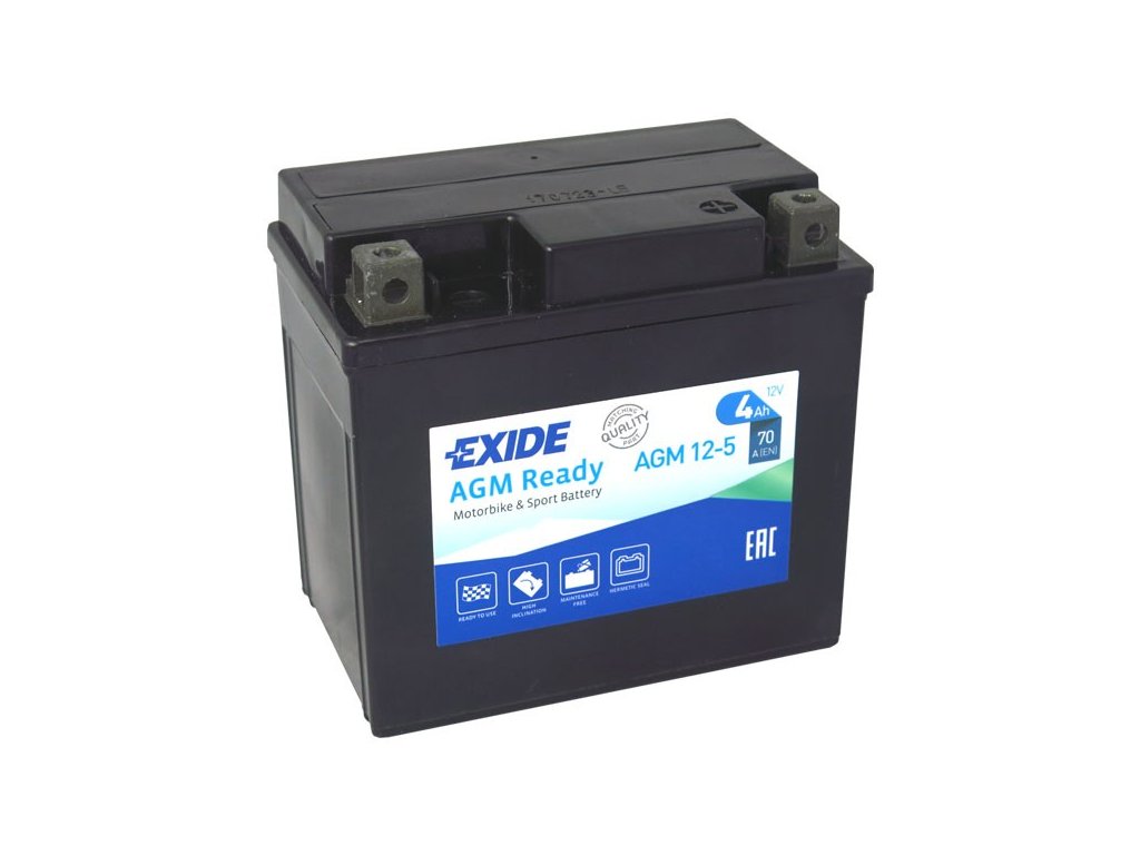 Motobaterie EXIDE Bike AGM12-5 (YTX5L-BS), 12V, 4Ah, 70A