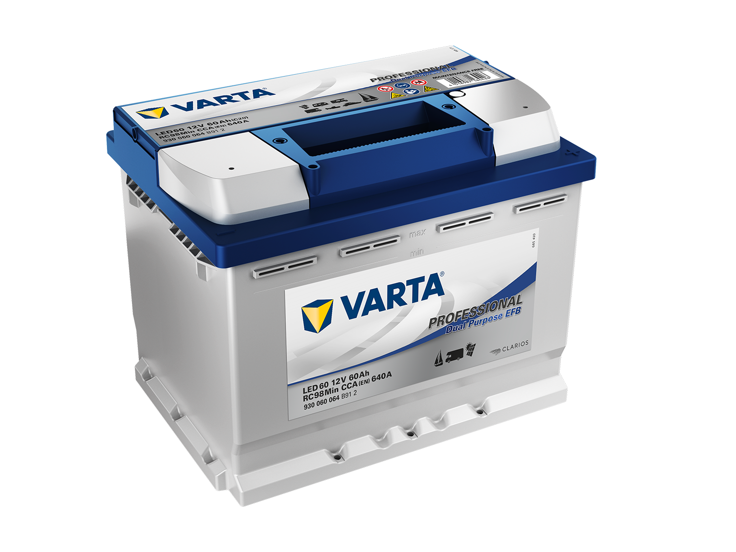 VARTA dual purpose EFG 12V/60Ah 640A LED60 (930 060 064) 175 x 242 x 190 mm
