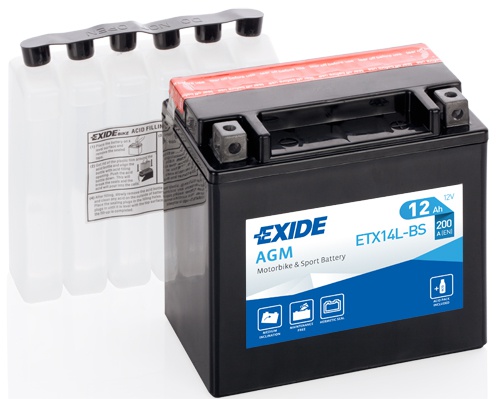 Motobaterie Exide ETX14L-BS, 12V, 12Ah, 200A, Maintenance Free